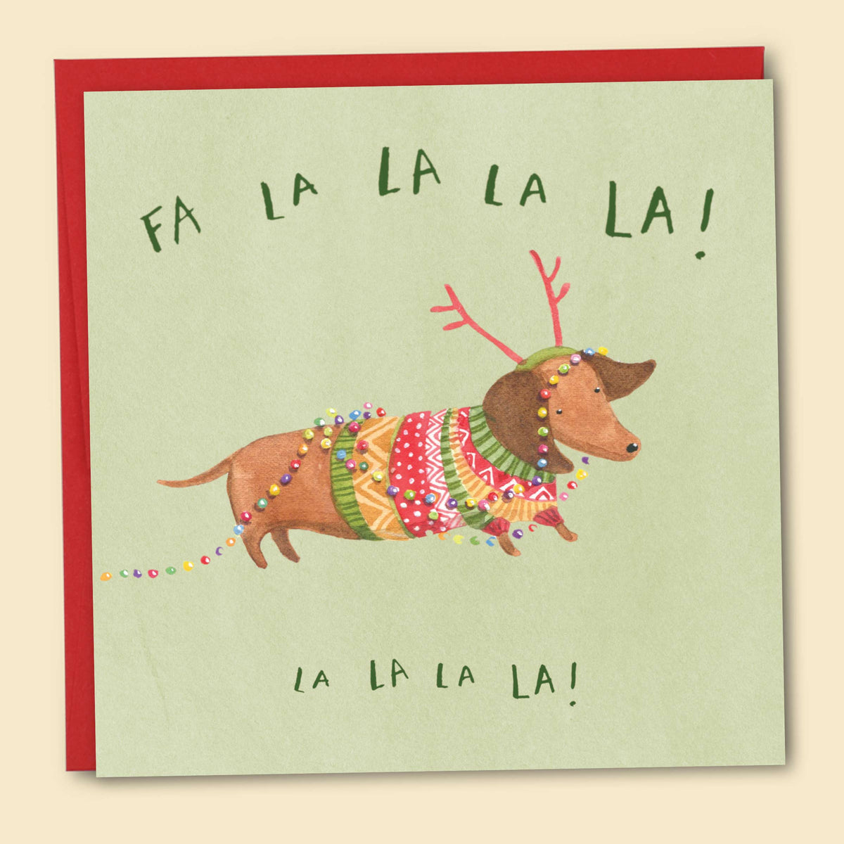 Fa La La La La Dachshund — Australian-made greeting card by Papernest