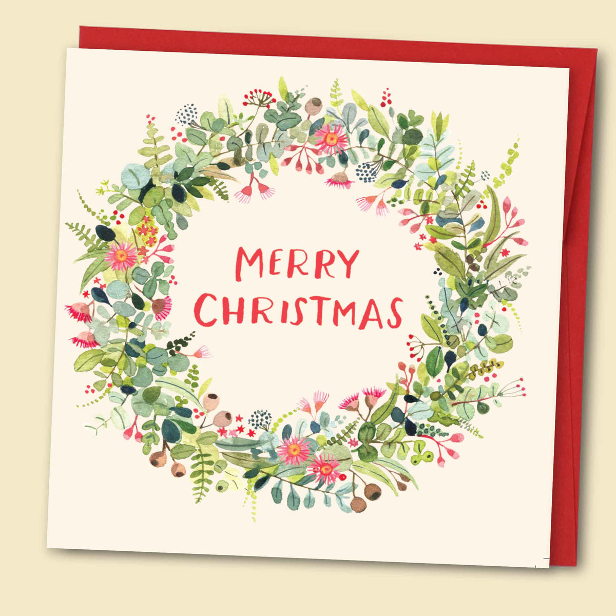 Merry Christmas Bush Wreath — Australian-made greeting card by Papernest
