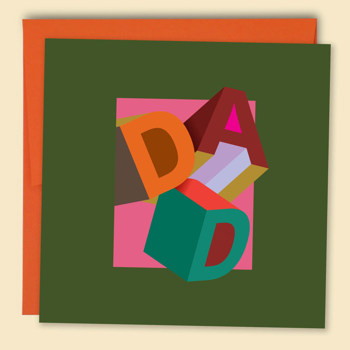 Dimensional Dad Green — Australian-made greeting card by Papernest
