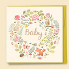 Watercolour forest animals new baby card with gemstones by Tamsin Ainslie